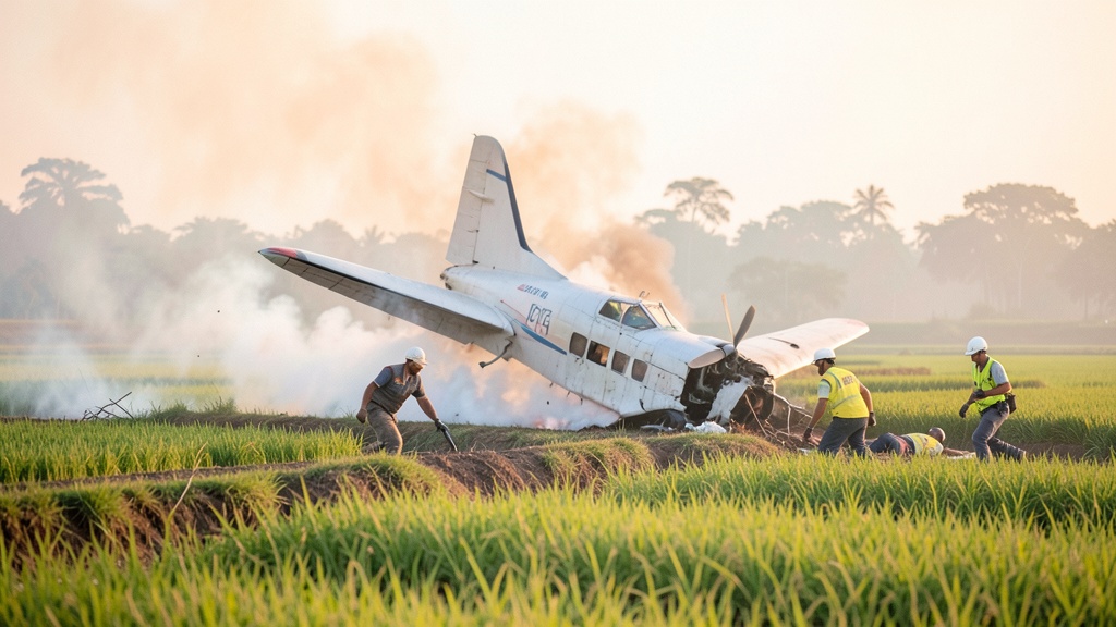 El Triunfo: Avioneta de fumigación se estrella; piloto sale ileso y operario herido