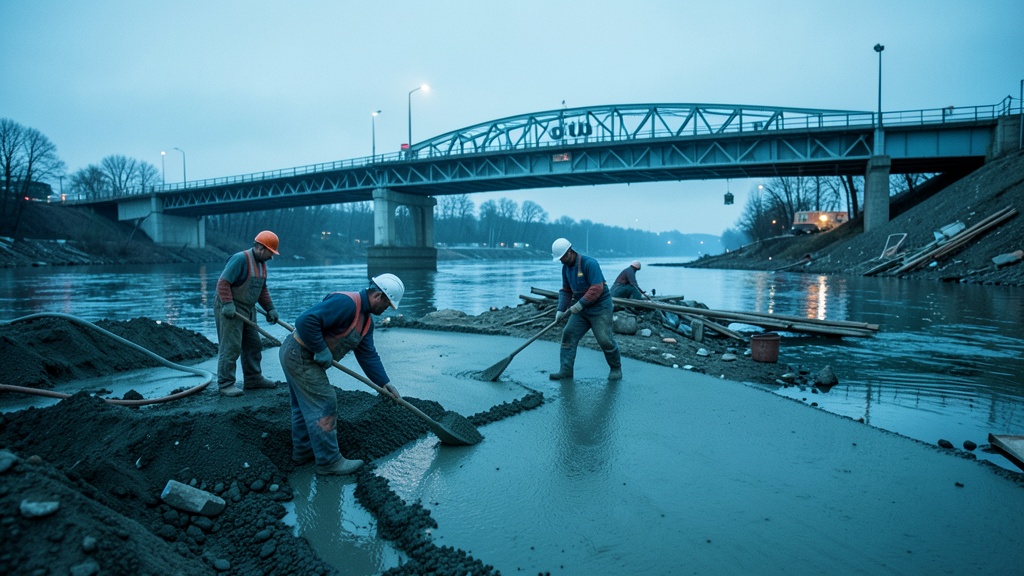 Obras de prevención en Bucay para proteger el puente del río Fortuna