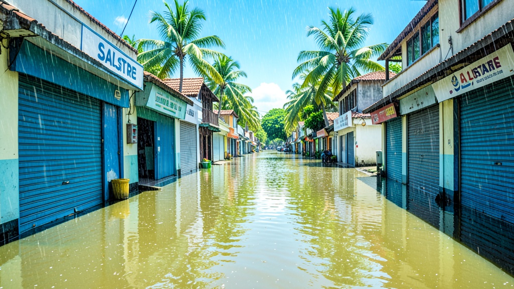 Lluvias en Salitre dejan calles inundadas y comercios cerrados