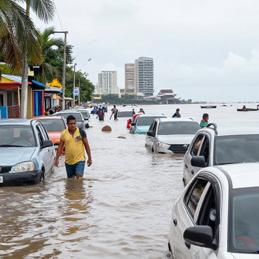 Marea alta dejó acumulación de agua en el Suburbio de Guayaquil este sábado