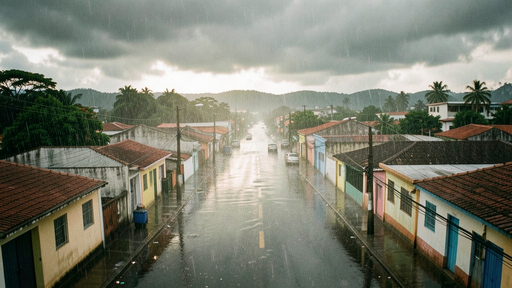 Lluvia intensa deja calles inundadas en Milagro este lunes 19 de octubre