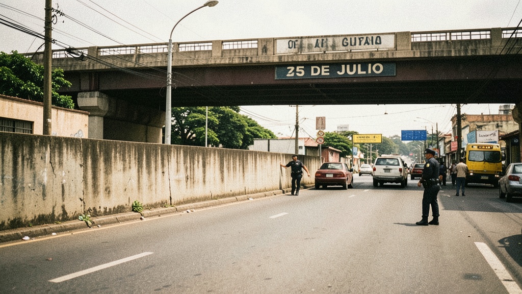 Muro bajo paso elevado de 25 de Julio cierra cruce prohibido y ordena el tráfico