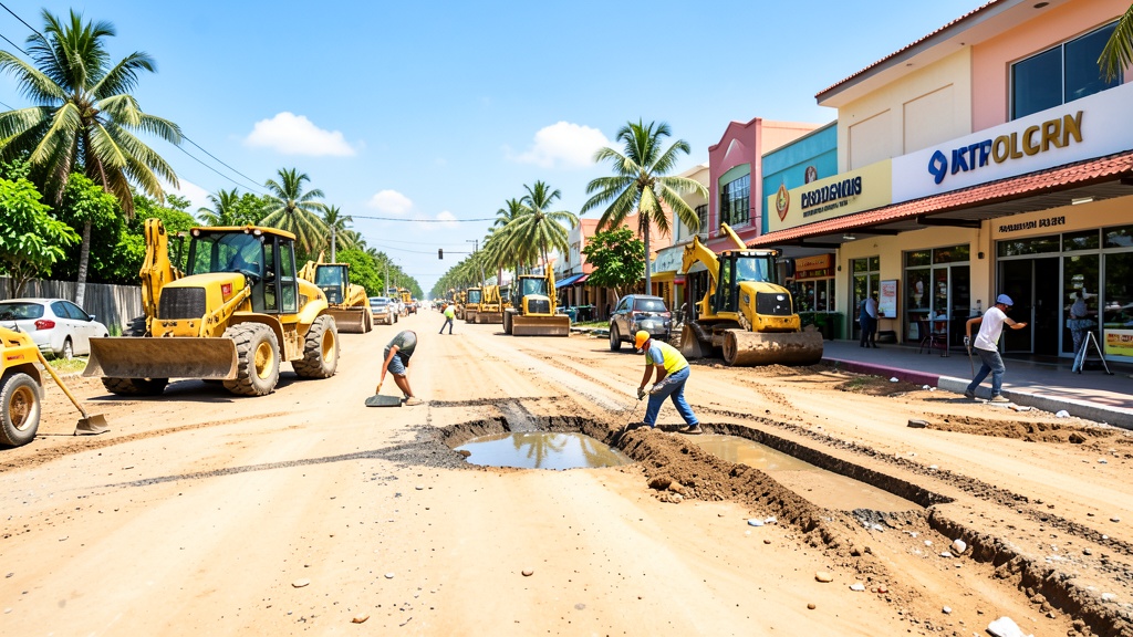 Alcaldía de Durán repara baches en Av. Nicolás Lapentti frente a Paseo Shopping