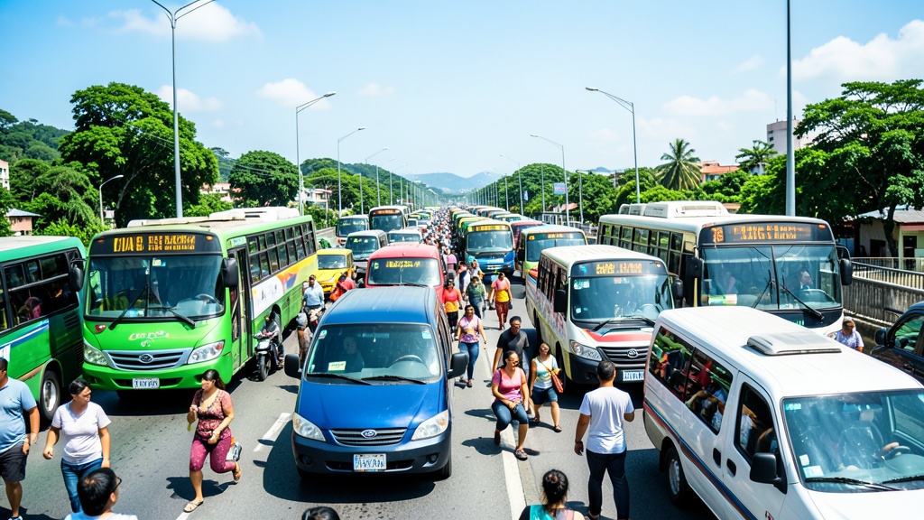 Paralización de buses 18 en puente Unidad Nacional por reclamo de rutas