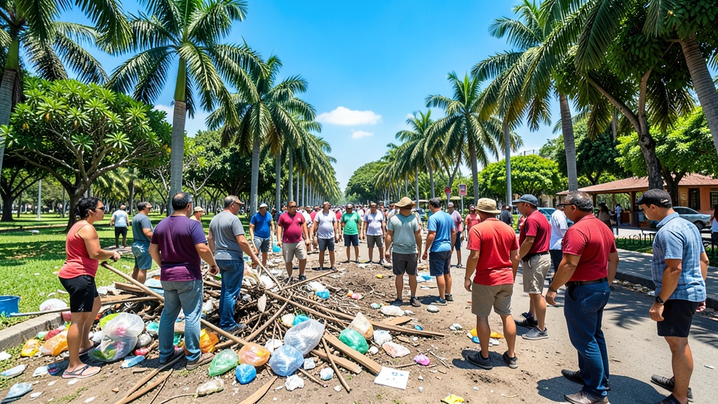 Vecinos de Primavera 2 en Durán limpian parque invadido por delincuentes