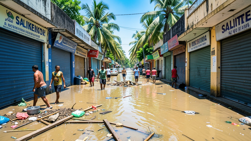 Inundaciones en Salitre dejan calles anegadas y pérdidas comerciales tras lluvias