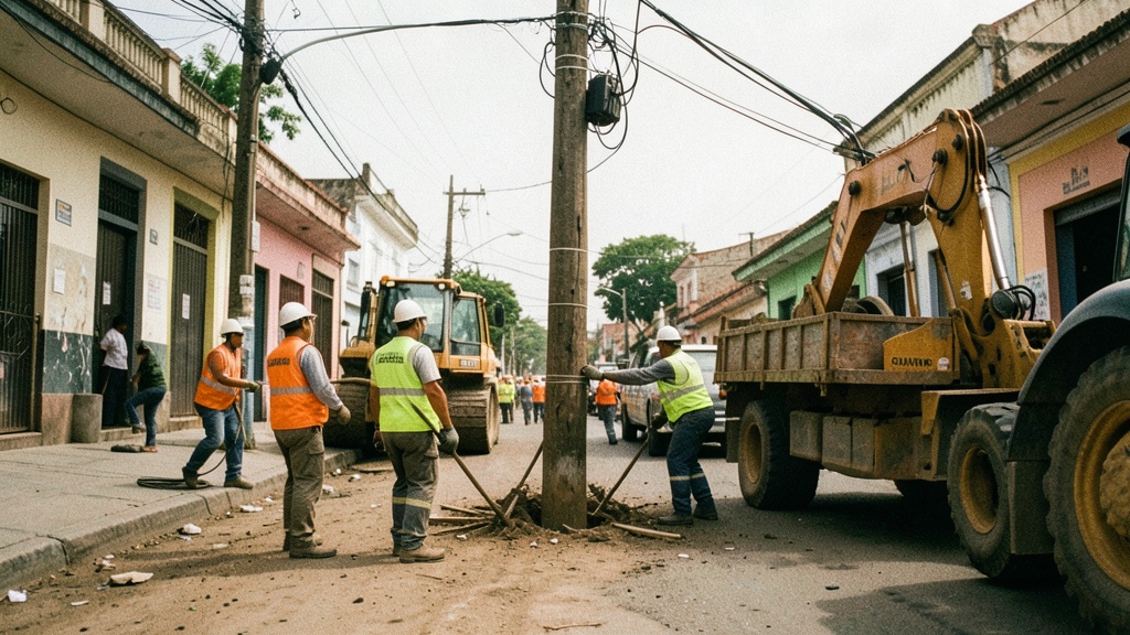 Retiran poste para sanear avenida Rodolfo Baquerizo Nazur en La Alborada