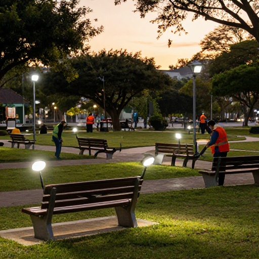 Iluminación y seguridad: La Saiba recibe mejoras en sus parques para combatir el hurto