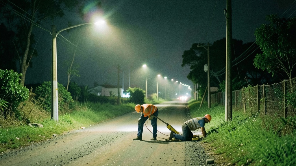 CNEL repara 90 luminarias en Simón Bolívar para mejorar la seguridad local
