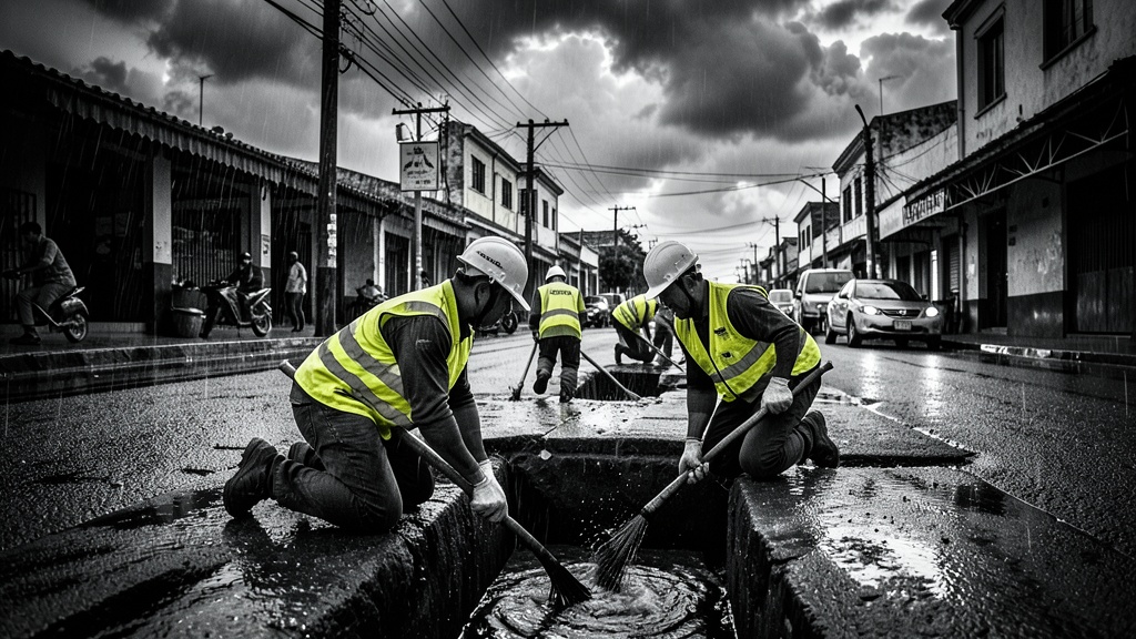 GAD Municipal limpia sumideros en Av. de la Virgen para prevenir inundaciones invernales
