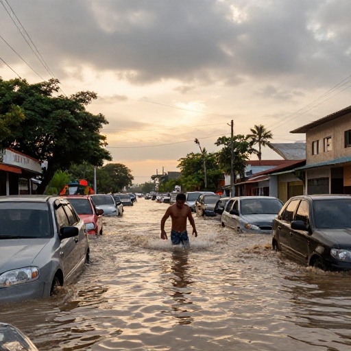Lluvias y marea alta anegan calles de Guayaquil este sábado