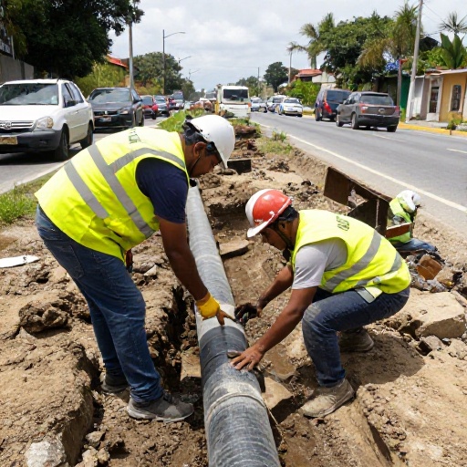 Cierre vial en Durán-Yaguachi: Prefectura reemplaza tubería y garantiza seguridad