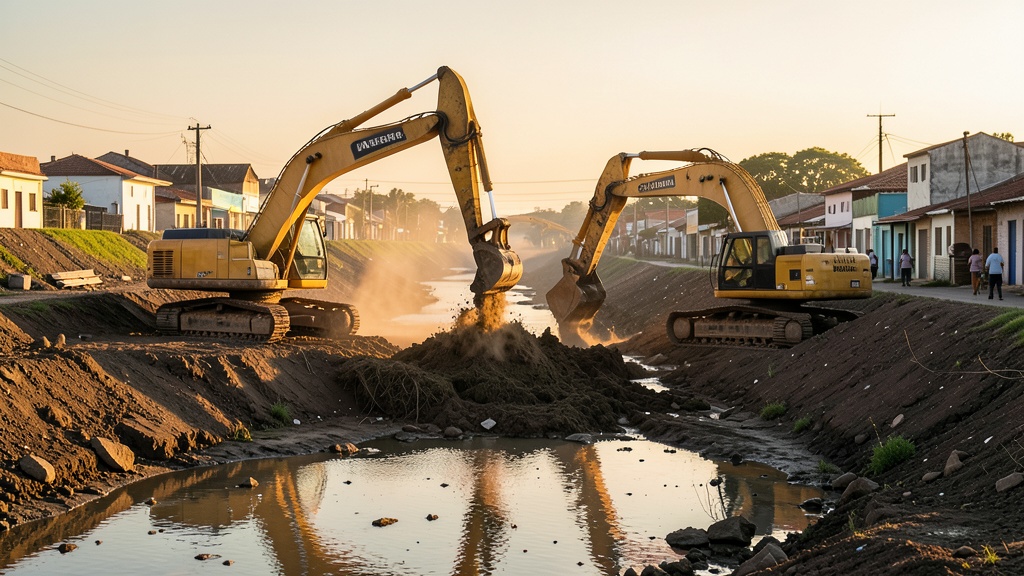 Maquinaria pesada limpia el canal San Enrique para reducir riesgo de inundaciones