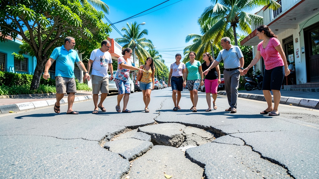 Vecinos de Abel Gilbert 3 en Durán denuncian baches como 'campo minado' y exigen obras
