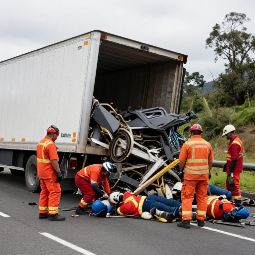 Trágico accidente en vía Daule-Santa Lucía: tráiler volcado deja dos fallecidos