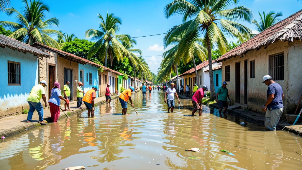 Prefectura y Municipio de Salitre actúan contra las inundaciones por lluvias