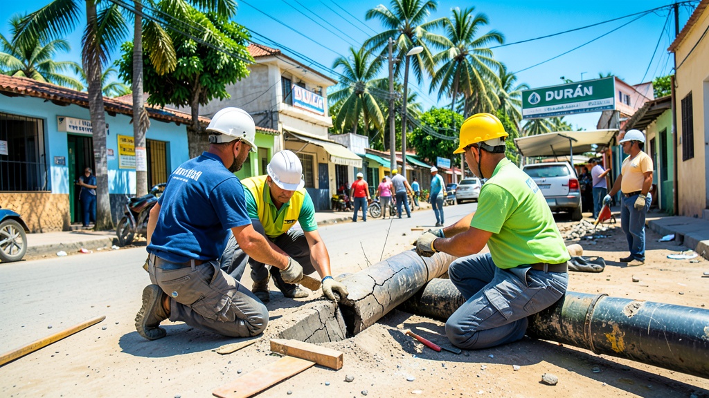 Rehabilitan redes de agua en Cooperativa 16 de Octubre, Durán