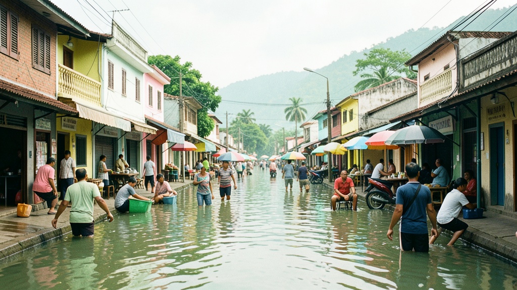 Inundación en Daule: Río Pula anega calles de Laurel y Yurima por desborde