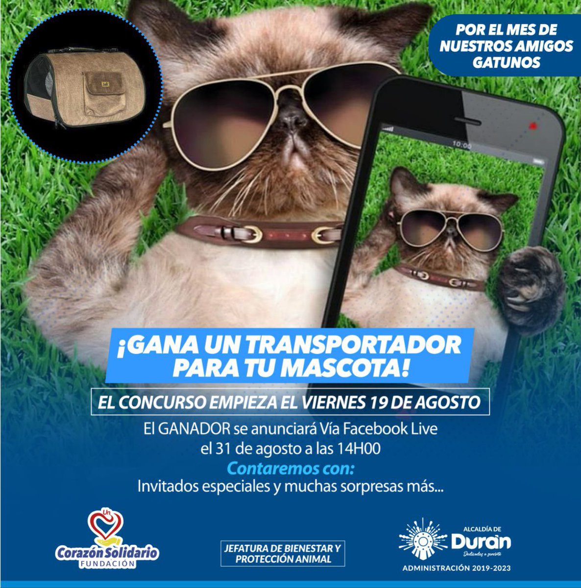 Durán sorteó un transportador para mascotas en campaña del 18 de agosto