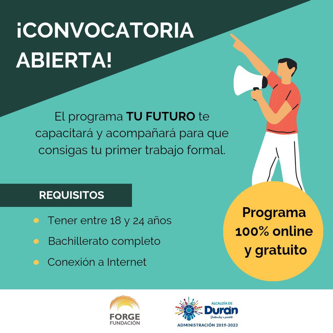 Durán: Guía del Municipio para jóvenes de 18 a 24 años en busca de empleo formal