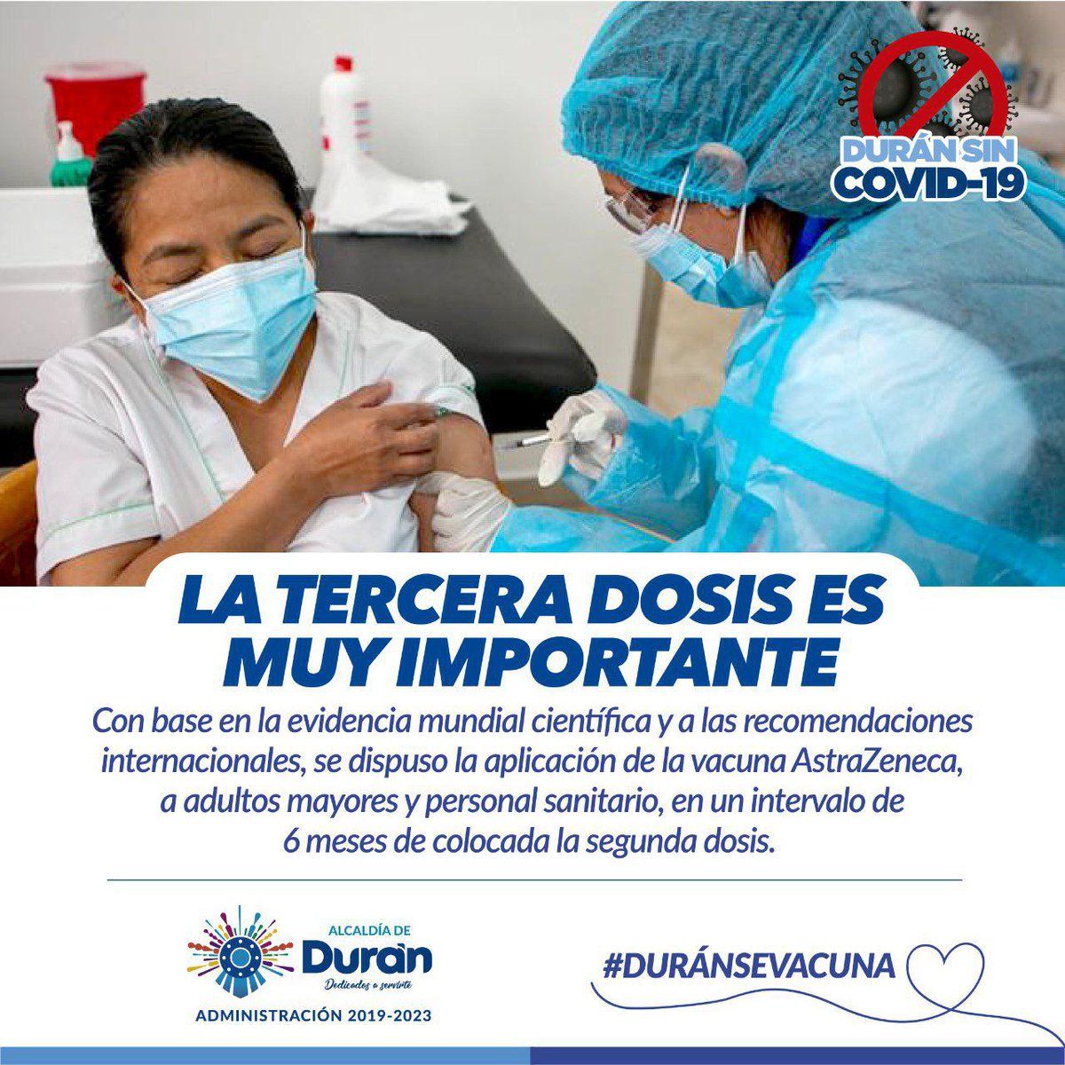 Durán aplica vacuna AstraZeneca a adultos mayores y personal sanitario