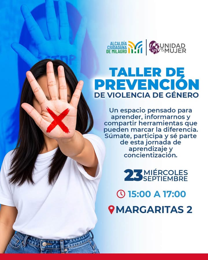 Talleres contra la violencia de género llegan a tres parroquias de Milagro este miércoles y jueves
