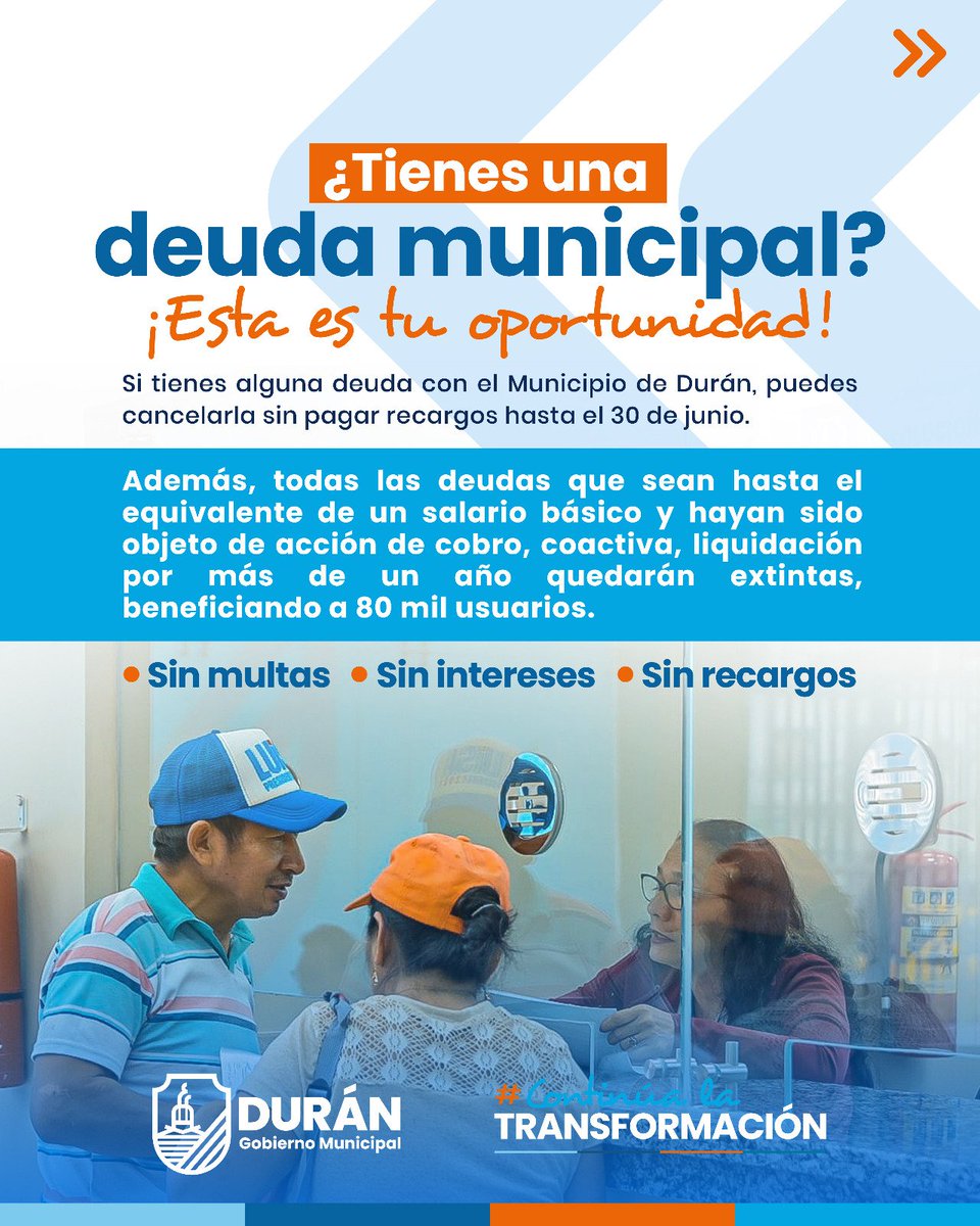 Hasta el 30 de junio, duraneños pueden cancelar obligaciones municipales sin multas