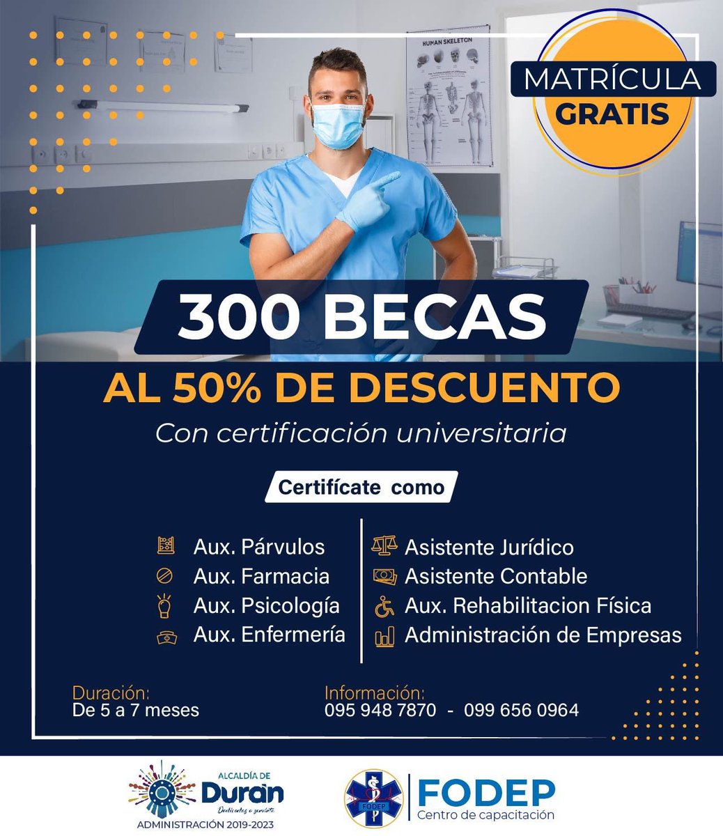 Inscripciones para 300 becas del Centro de Capacitación se abren este 12 y 13 de septiembre
