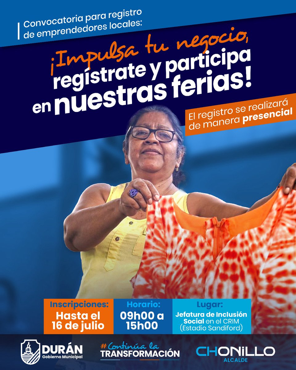 Durán: Registro de emprendimientos en el Estadio Pablo Sandiford hasta el 18 de julio