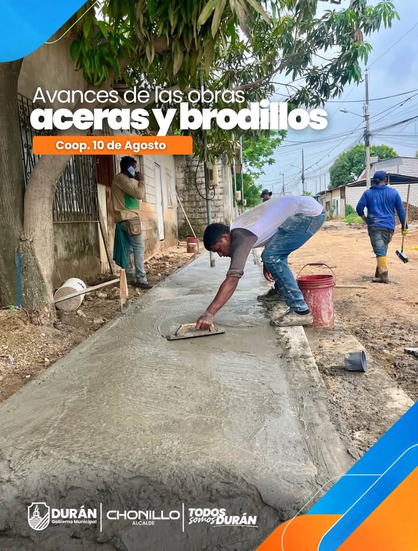 Avanza obra integral con aceras y bordillos en Cooperativa 10 de Agosto