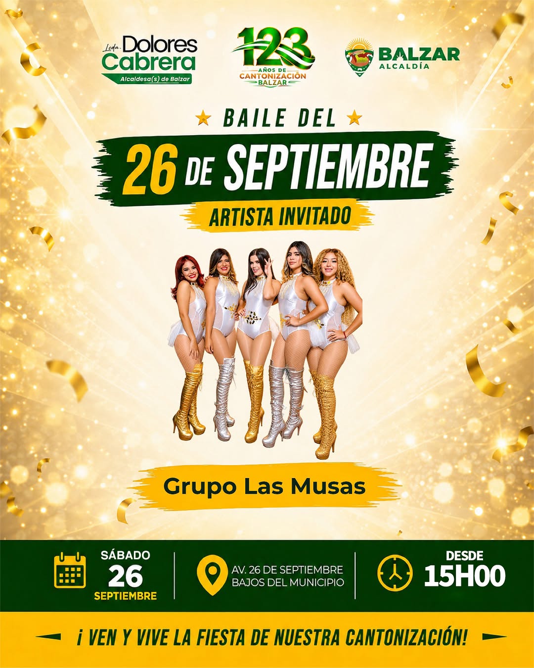 Alcaldía de Balzar invita al Gran Baile de Integración por los 123 años de Cantonización