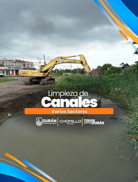 Municipio de Durán limpia canales en Oramas Gonzales y Unidos Venceremos para evitar anegaciones
