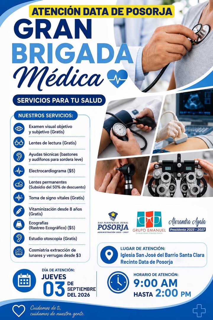 Brigada Médica Gratuita y Accesible Llega al Recinto Data de Posorja el 3 de Septiembre
