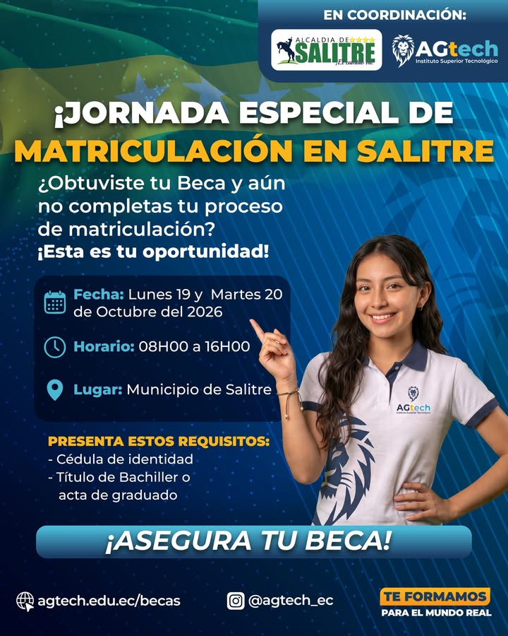 Salitre abre jornada presencial para matricular becarios de AGtech este lunes y martes