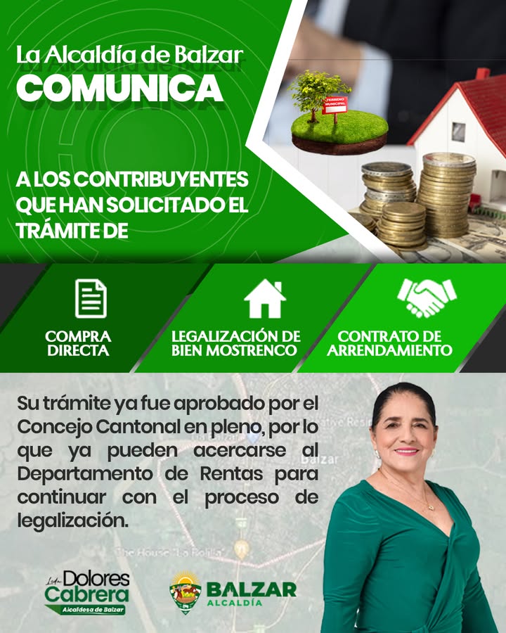 Balzar: Contribuyentes con trámites aprobados deben acudir al Departamento de Rentas