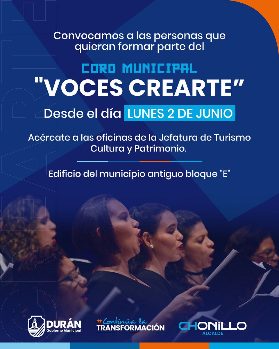 Durán busca voces para el Coro Municipal 'Voces Crearte' a partir del 2 de junio