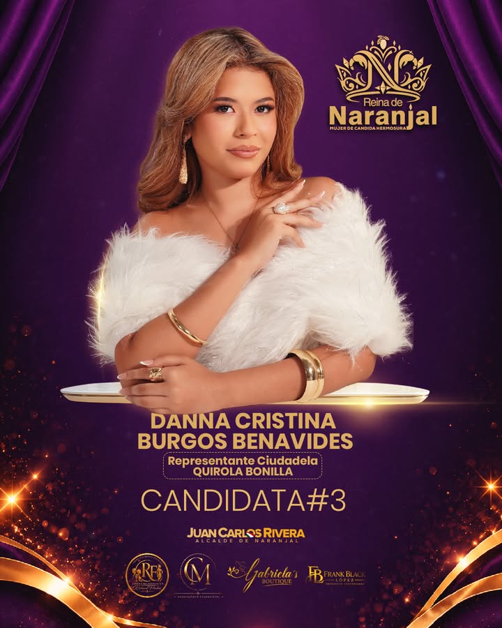 Danna Burgos, representante de Quirola Bonilla, busca la corona de Reina de Naranjal