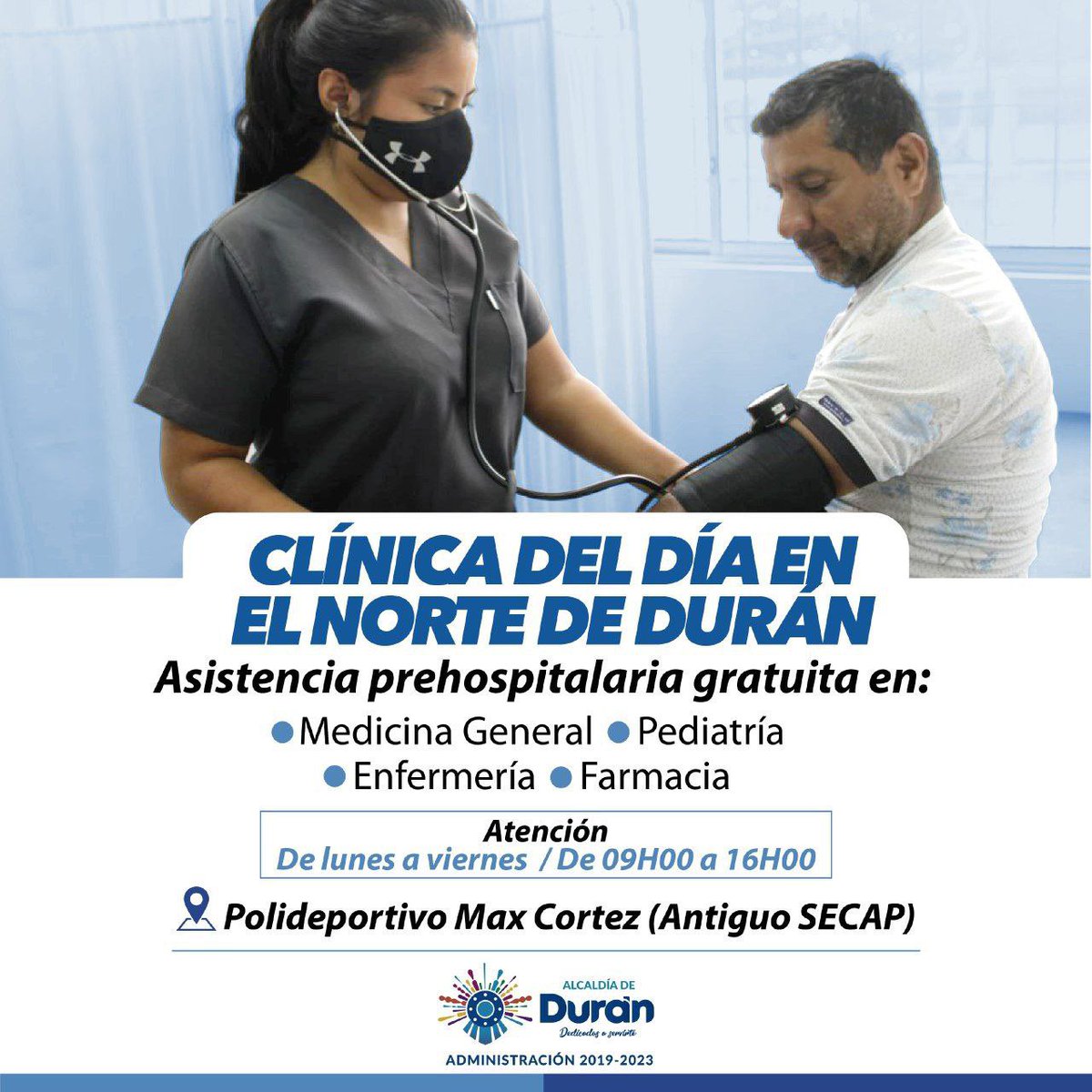 Clínica del Día en el Norte de Durán atiende a vecinos en el Polideportivo Max Cortez