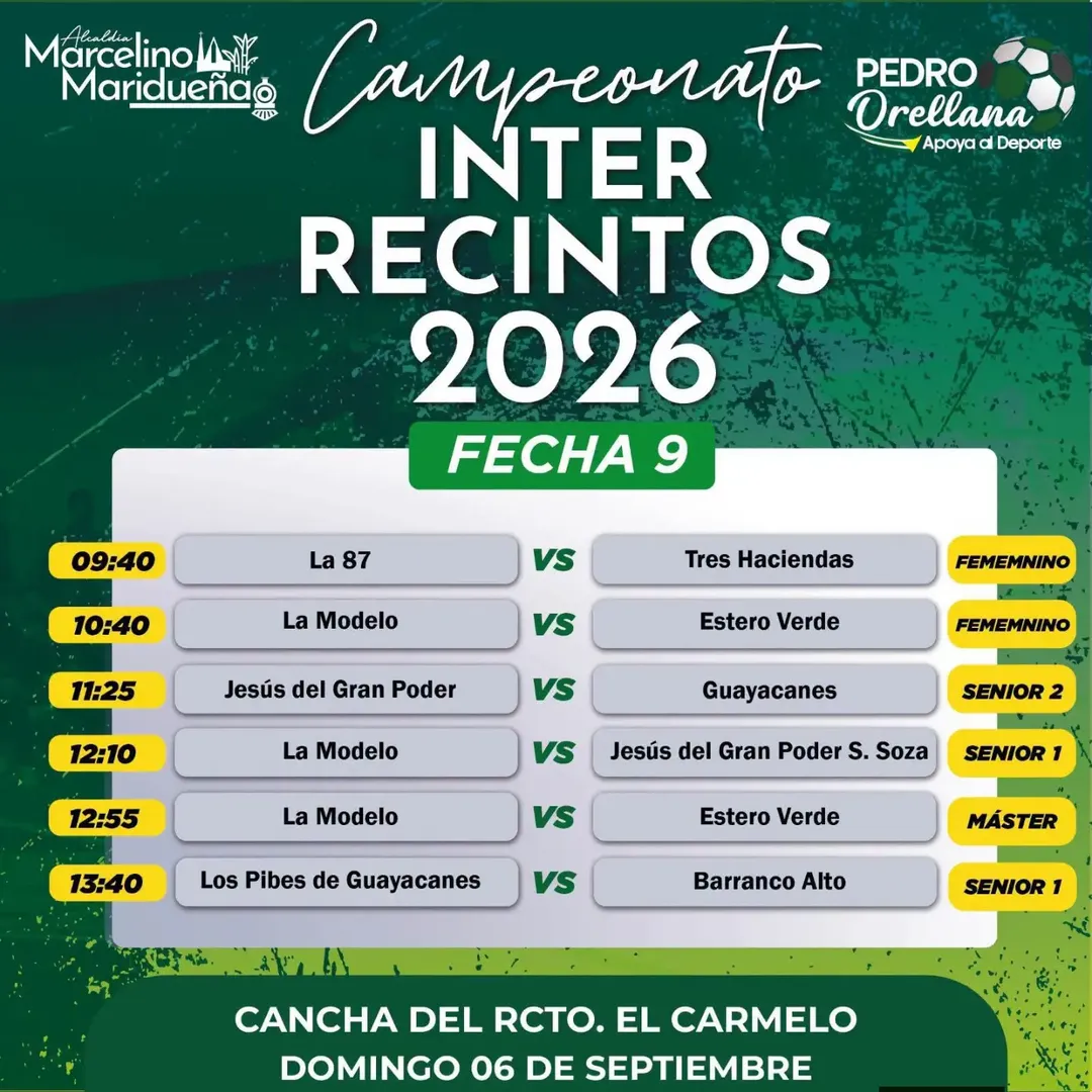 Guayaquil: Pedro Orellana anuncia novena fecha del Interecintos 2026 para este domingo