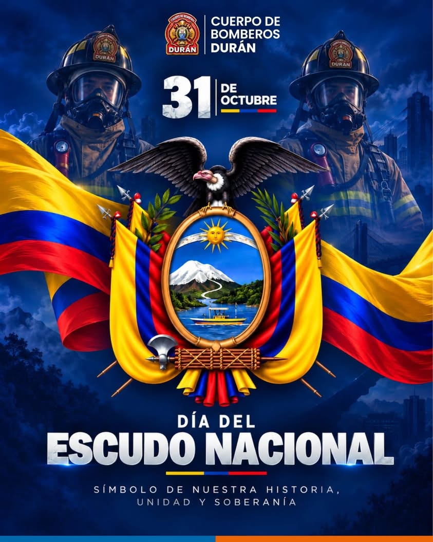 Cuerpo de Bomberos de Durán rinde homenaje al Escudo Nacional este 31 de octubre