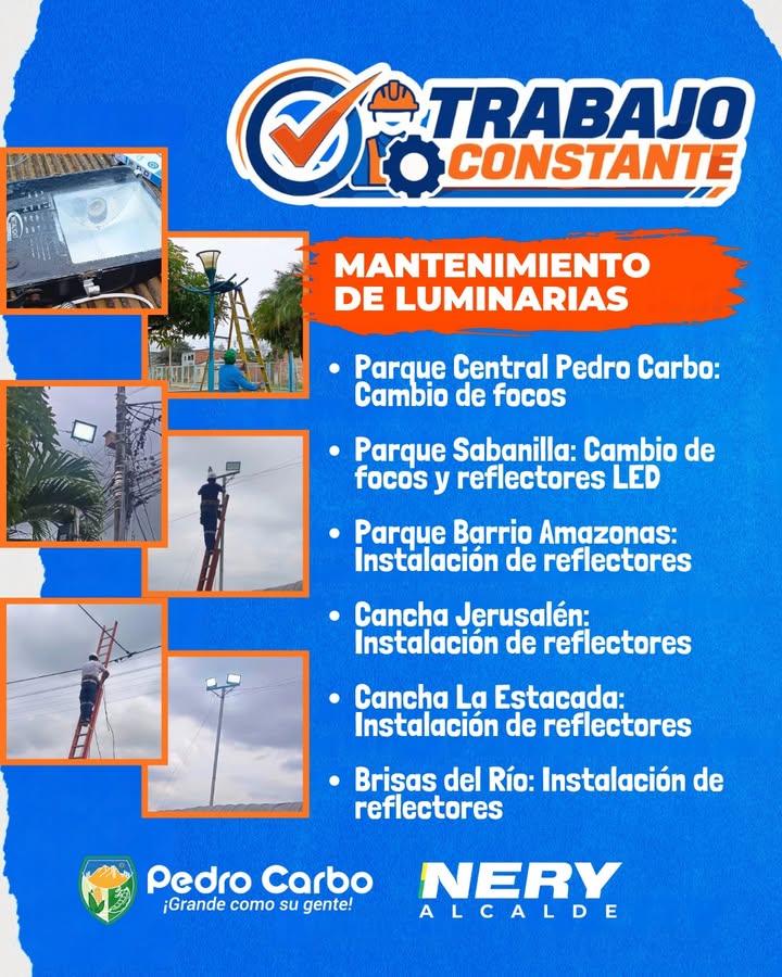 Pedro Carbo: más alumbrado para Parque Central y barrios