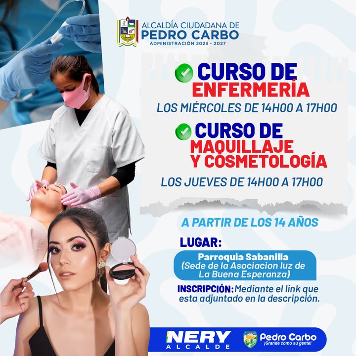 Pedro Carbo abre inscripciones para cursos gratuitos de enfermería y cosmetología