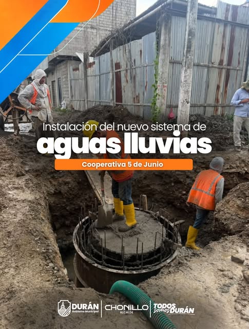 Municipio de Durán instala drenaje pluvial en Cooperativa 5 de Junio
