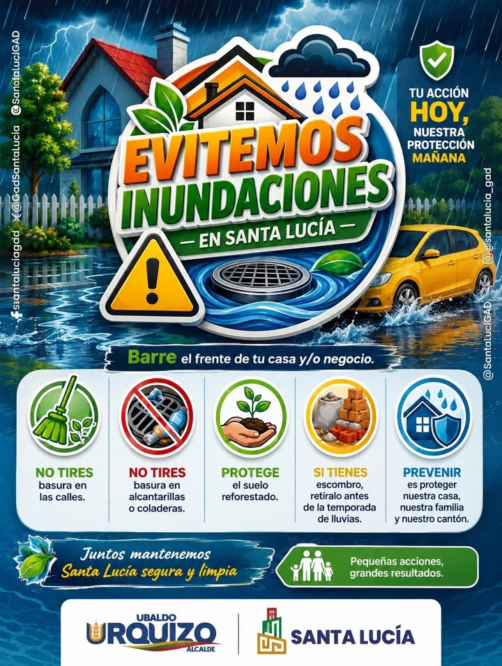 Santa Lucía pide mantener limpias las calles ante las lluvias