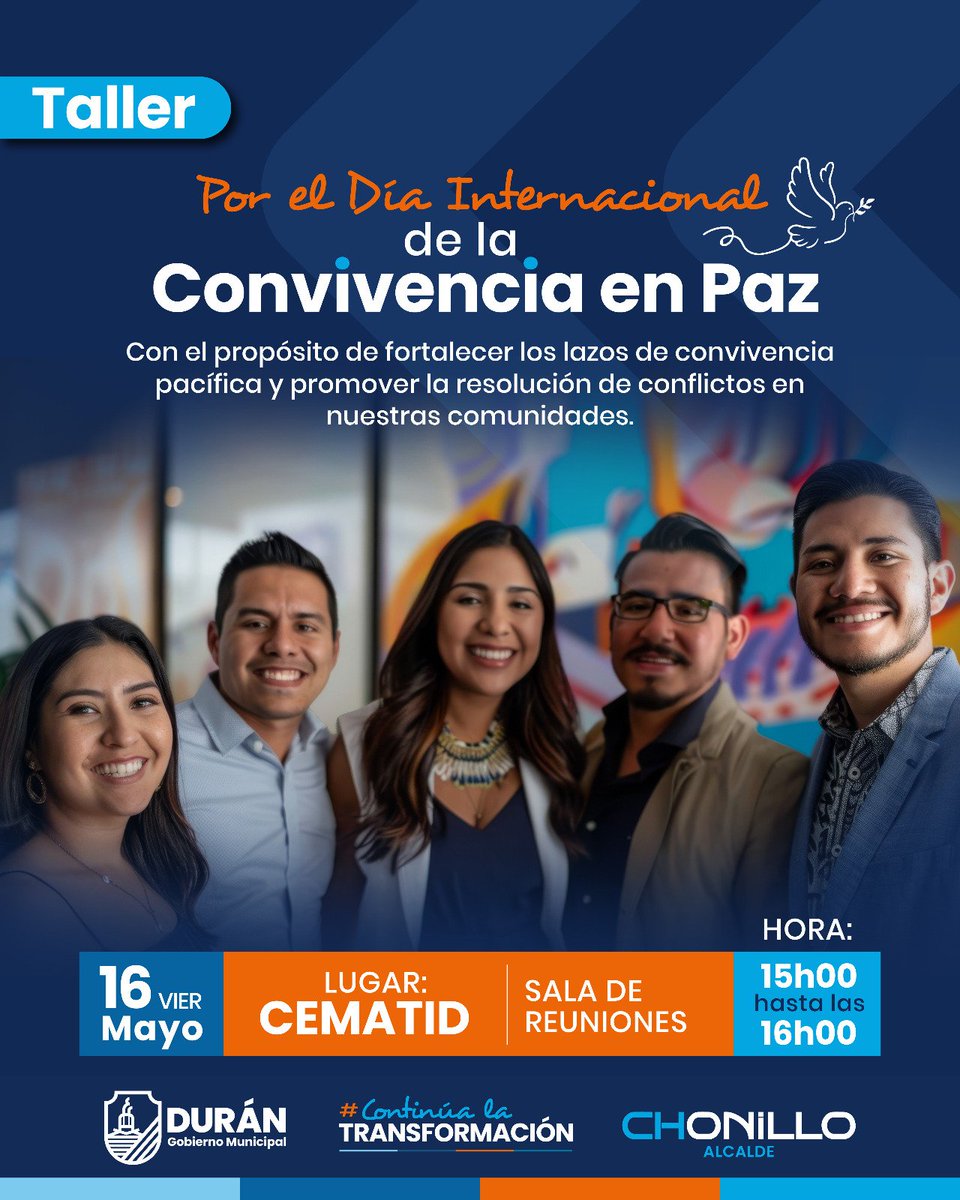 Durán: Taller de convivencia se realizará este viernes 16 en CEMATID