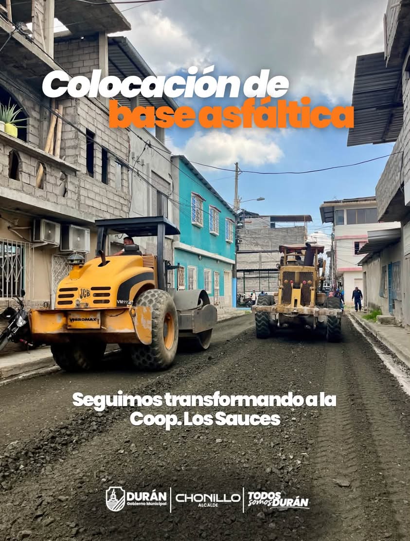 Durán: Avanza colocación de base asfáltica en obra integral para mejorar movilidad