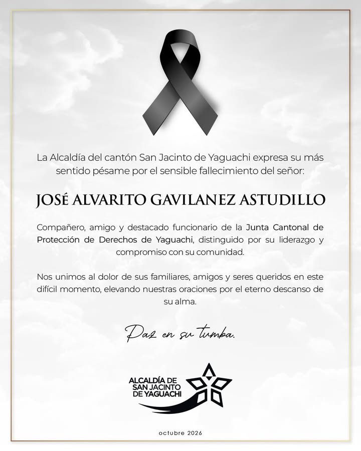 San Jacinto lamenta la muerte del ingeniero José Alvarito, funcionario de la Junta Cantonal