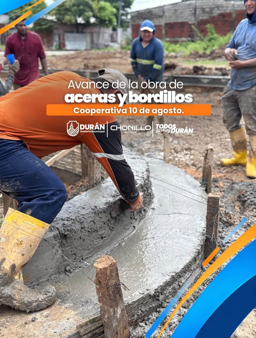 Avanza construcción de aceras y bordillos en Cooperativa 10 de Agosto