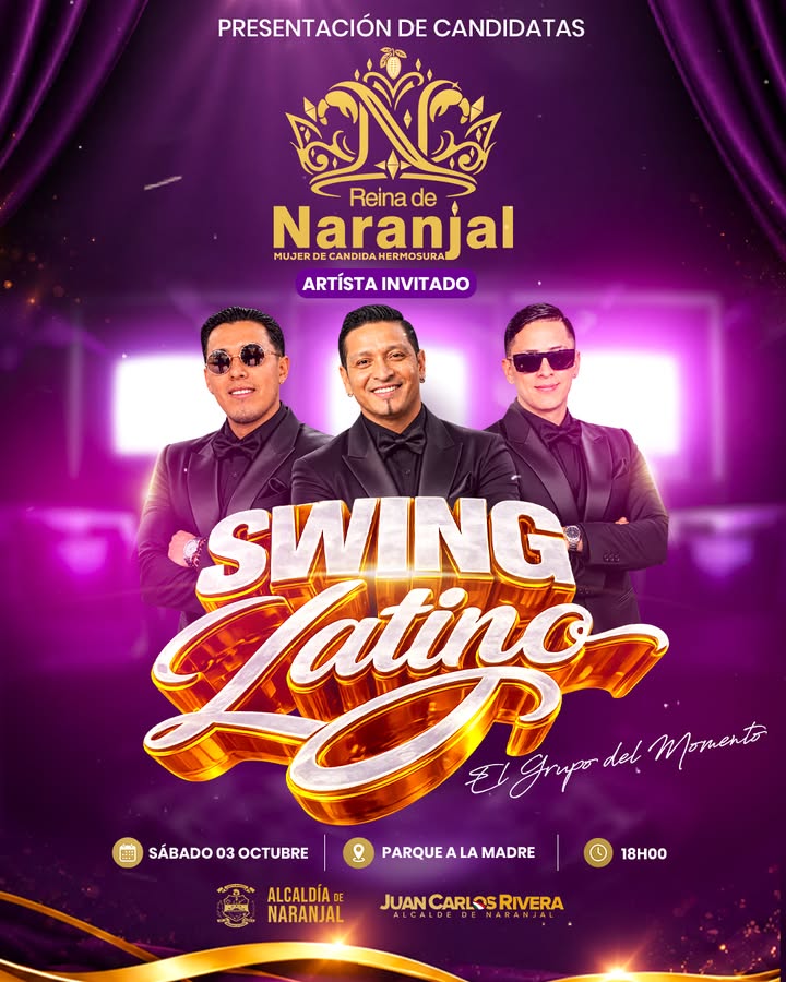 Presentación oficial de candidatas y show de Swing Latino en Naranjal este sábado