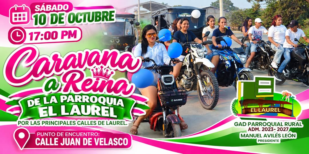 Desfile de reinas de El Laurel este sábado 10 de octubre en Daule